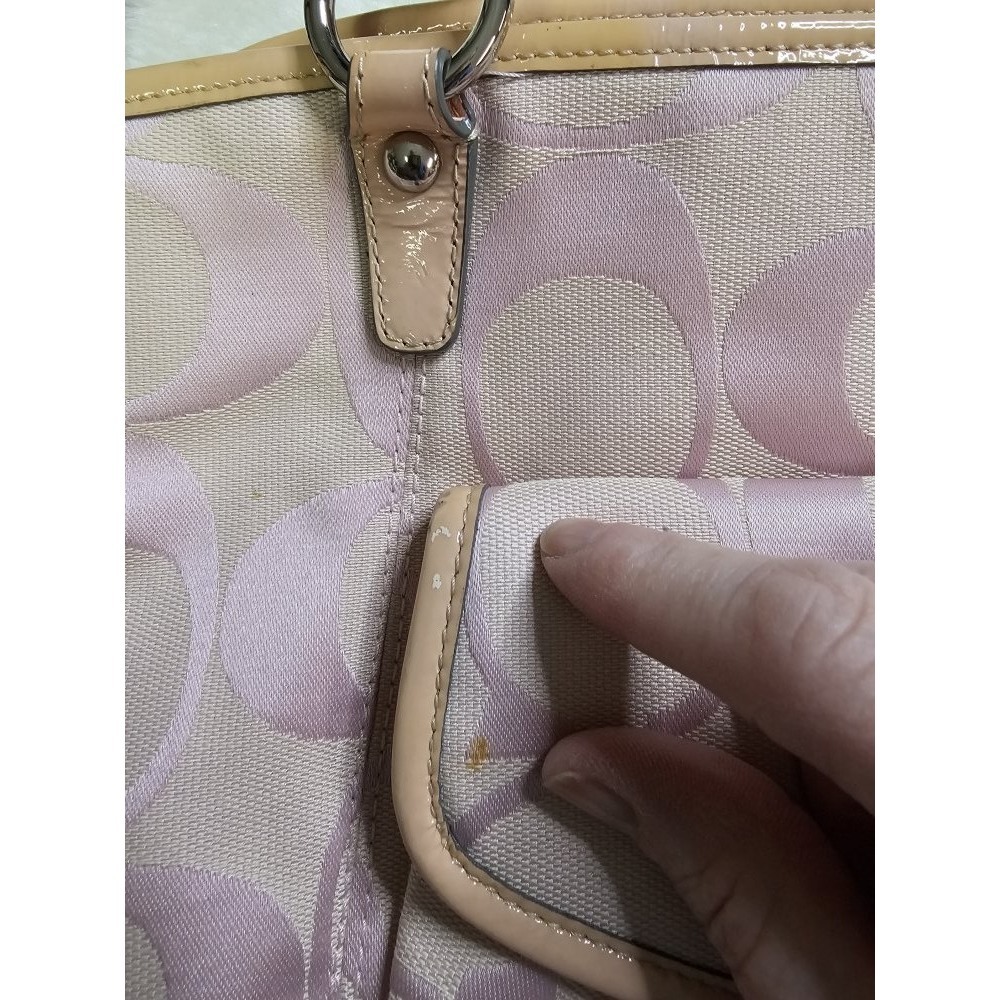 Vintage Pink Coach Signature Optic Leah Shoulder Tote Bag - Picture 11 of 14